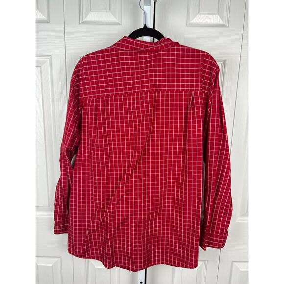 Vintage Karen Scott Red Plaid Holiday Winter Blouse Embroidered Penquins XL - Picture 5 of 6